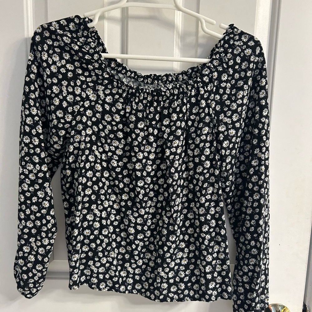 SO Black With Floral Design Top